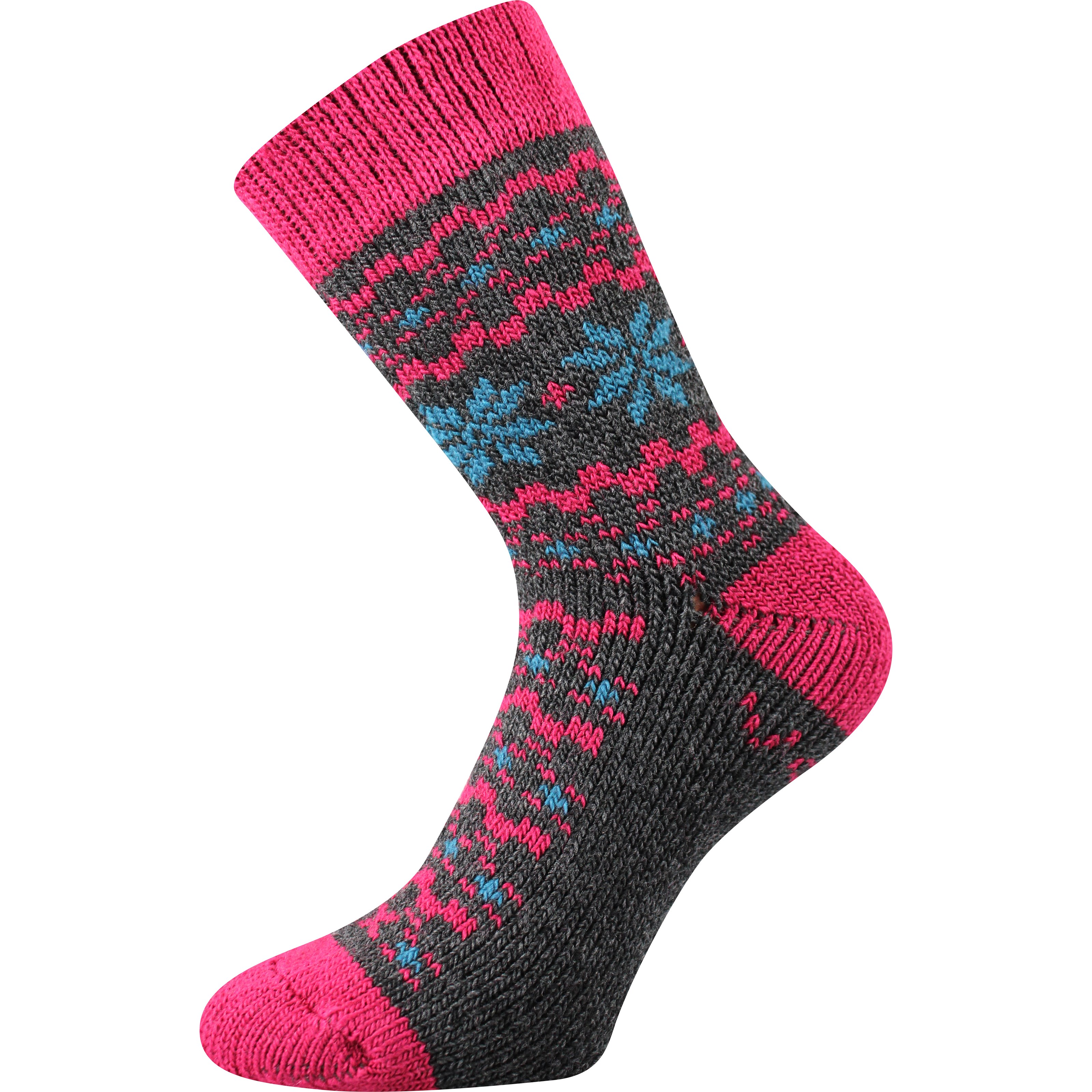 TRONDELAG froté extra hřejivé antibakteriální ponožky se stříbrem Voxx Tm. šedá / Magenta 39-42 1 pár