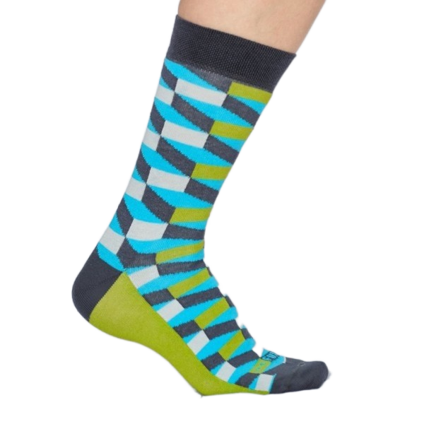 Levně FX-SCHODY veselé barevné ponožky Tm. šedá / Limetka 39-42 1 pár
