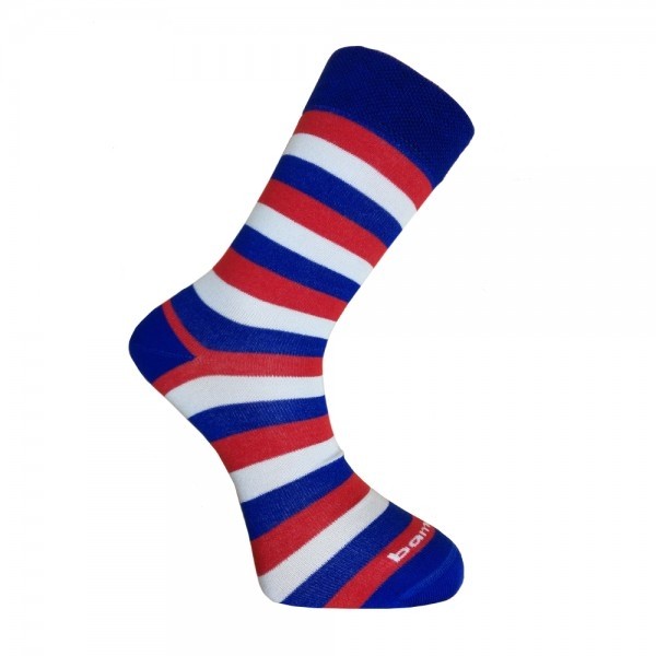Levně BX-STRIPY BLUE bambusové ponožky BAMBOX Modrá / Červená / Bílá 43-46 1 pár