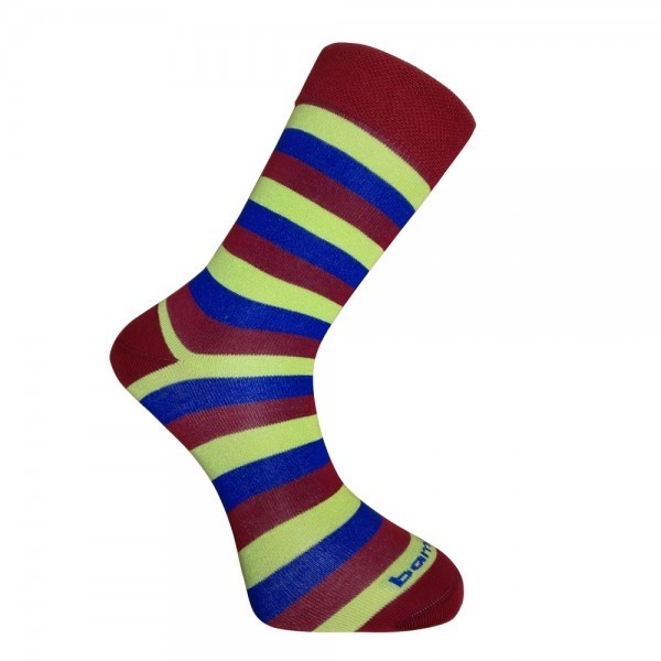 Levně BX-STRIPY RED bambusové ponožky BAMBOX Vínová / Limetka / Modrá 43-46 1 pár