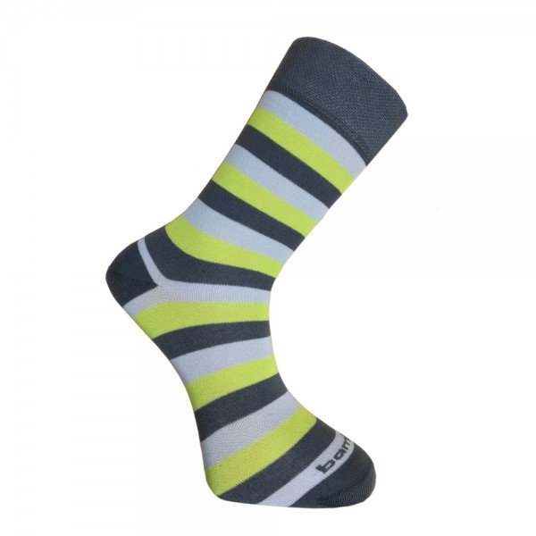 BX-STRIPY DARK bambusové ponožky BAMBOX Tm. šedá / Sv. šedá / Limetka 43-46 1 pár
