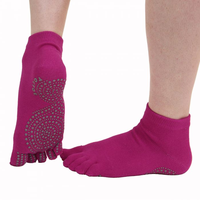 Levně JOGA trainer ABS protiskluzové prstové ponožky ToeToe Fuchsia S 1 pár