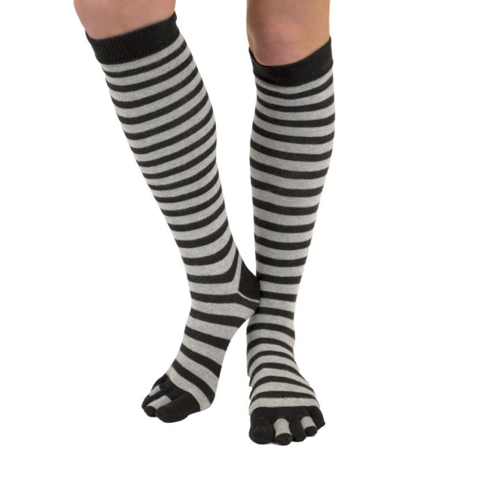 Levně KNEE-High prstové podkolenky ToeToe Černá / Šedá UNI 1 pár