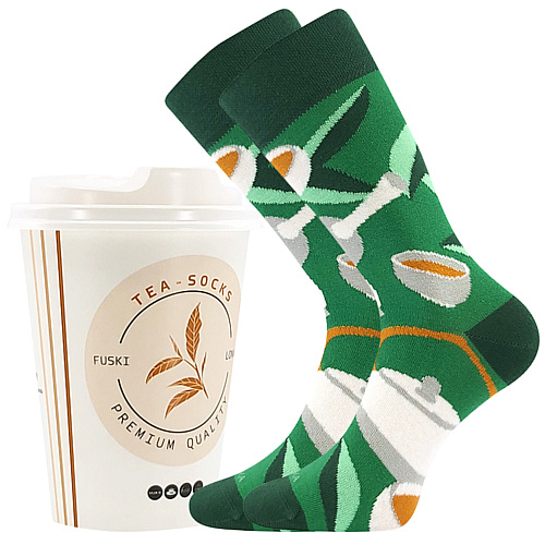 TEA SOCKS barevné veselé ponožky Lonka - Zelený čaj
