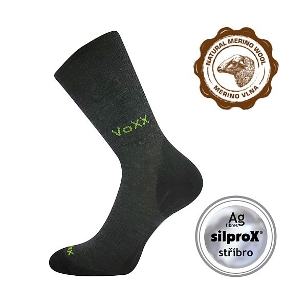 Levně IRIZAR sportovní vlněné merino ponožky VoXX Tm. šedá 39-42 1 pár