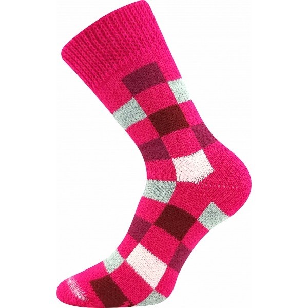 Levně SPACÍ FUN ponožky extra teplé Boma - KOSTKY Magenta 35-38 1 pár