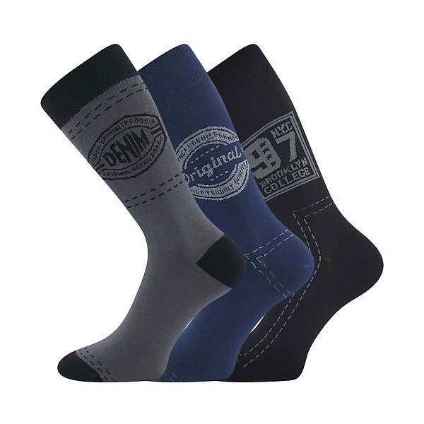 Levně KUBA DENIM bavlněné ponožky Boma Mix barev 39-42 3 páry