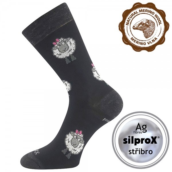 Levně VLNĚNKA teplé veselé merino ponožky VoXX Černá 35-38 1 pár