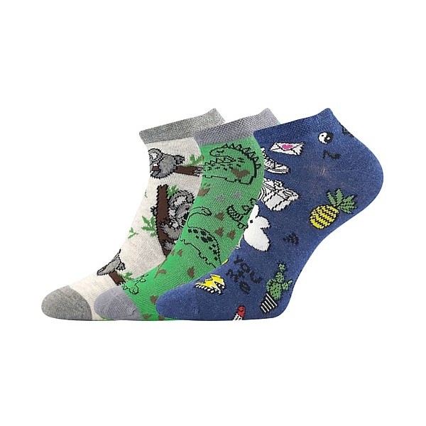 Levně DEDONIK dětské veselé ponožky Lonka - mix DINO Mix barev 35-38 3 páry