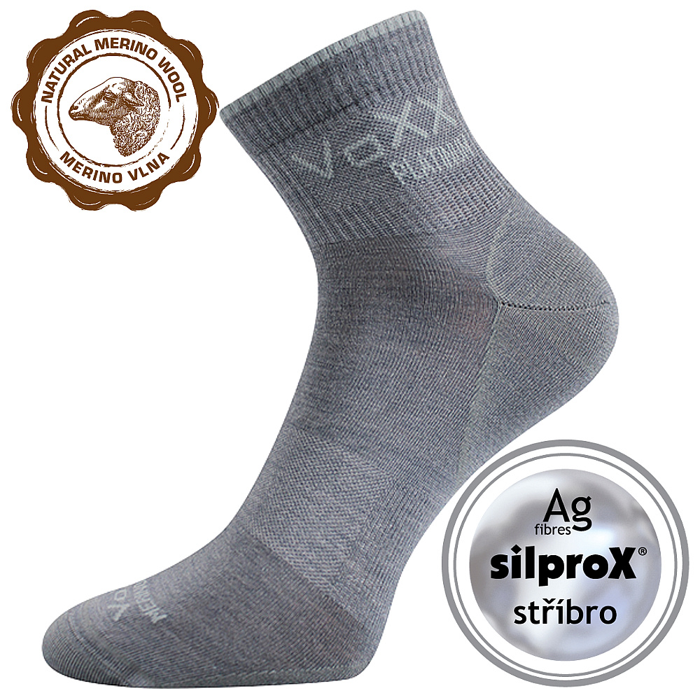 Levně RADIK slabé merino ponožky VoXX Sv. šedá 39-42 1 pár