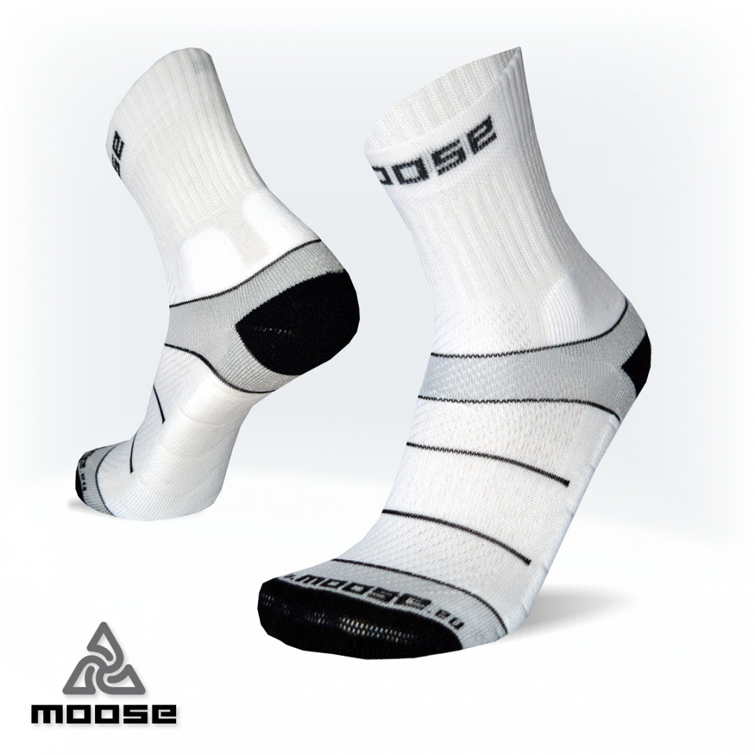 Levně MOTION NEW sportovní běžecké ponožky Moose Bílá L 1 pár