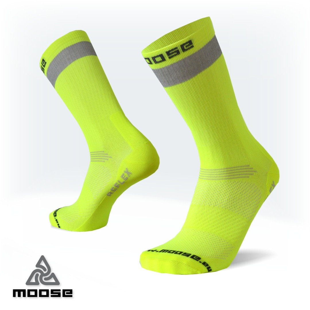 Levně RACE REFLEX cyklistické reflexní ponožky Moose Žlutá M 1 pár