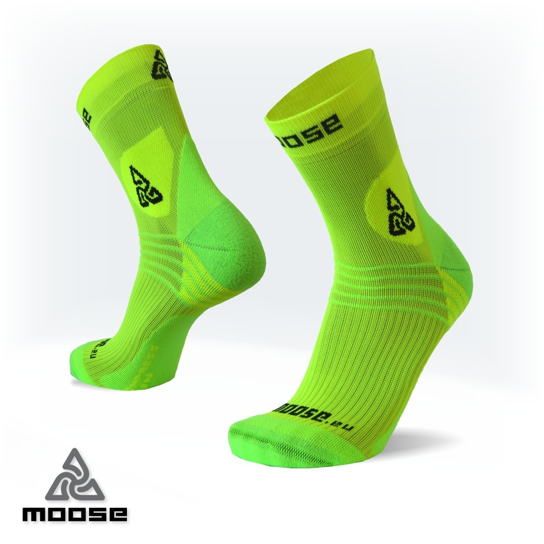 Levně COMPRESS RUN NEW běžecké kompresní ponožky Moose Žlutá L 1 pár