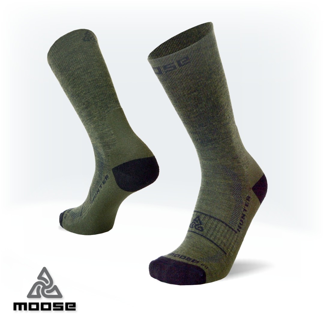 Levně HUNTER MERINO outdoorové ponožky Moose Zelená S 1 pár