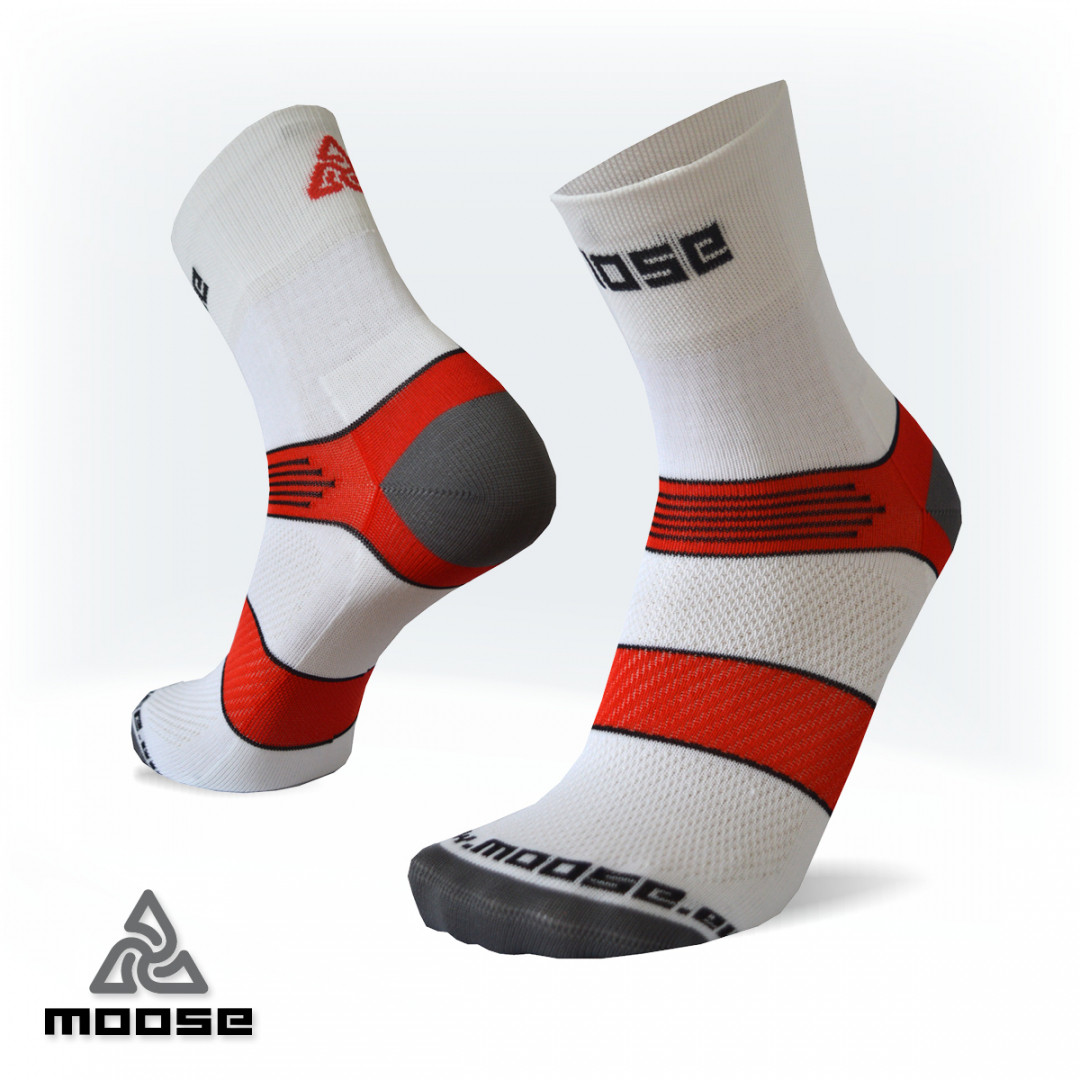 Levně ROAD MASTER NEW sportovní cyklo ponožky Moose Bílá S 1 pár