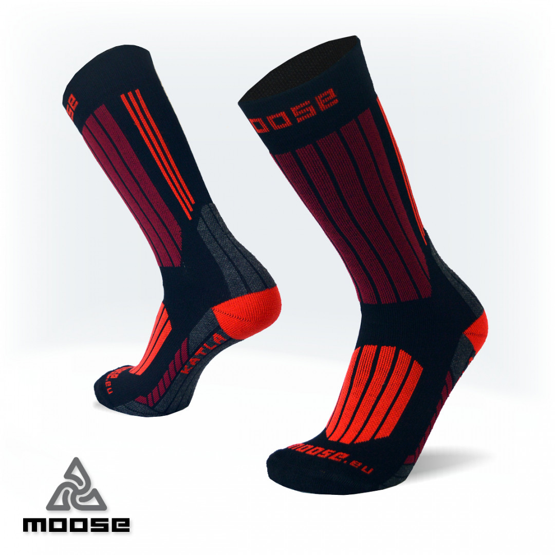 Levně KATLA merino běžecké ponožky Moose Červená XS 1 pár