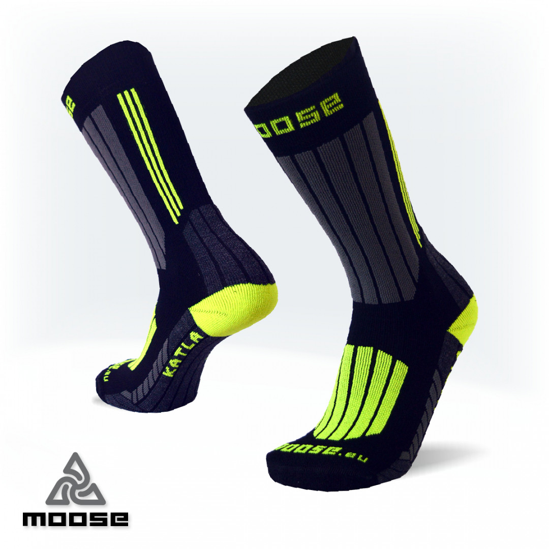 Levně KATLA merino běžecké ponožky Moose Žlutá XL 1 pár