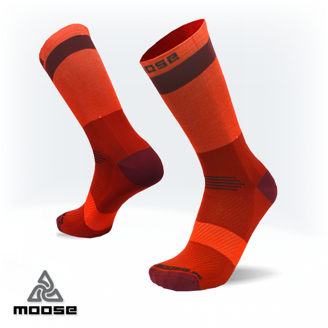 Levně RACE POLY NEW sportovní cyklo ponožky Moose Červená L 1 pár
