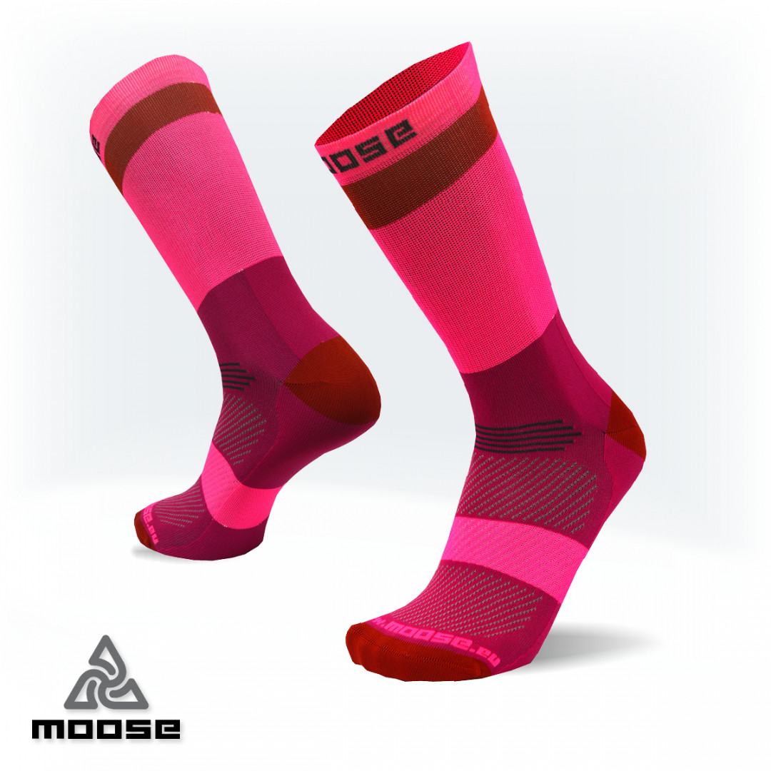 Levně RACE POLY NEW sportovní cyklo ponožky Moose Růžová M 1 pár
