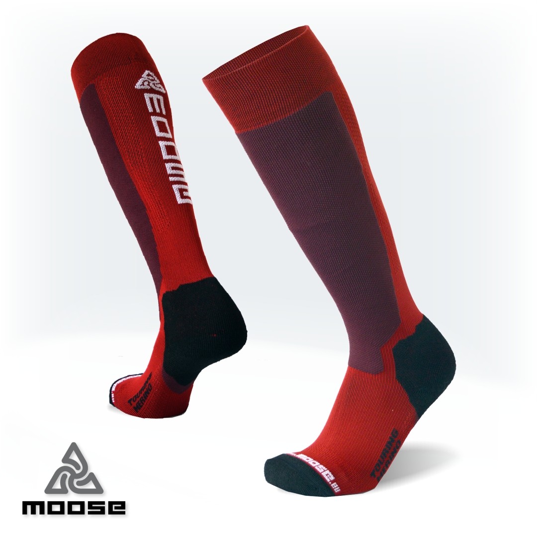 Levně TOURING MERINO elastické funkční podkolenky Moose Červená XL 1 pár