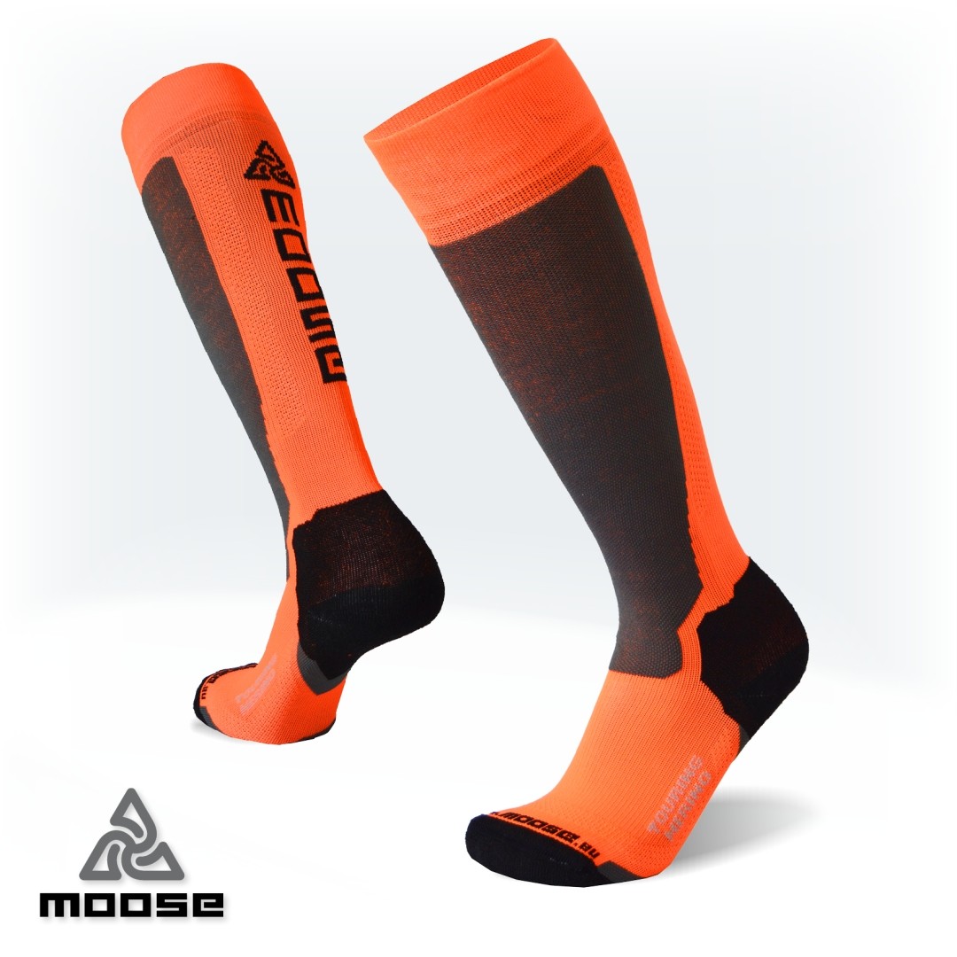 Levně TOURING MERINO elastické funkční podkolenky Moose Oranžová L 1 pár