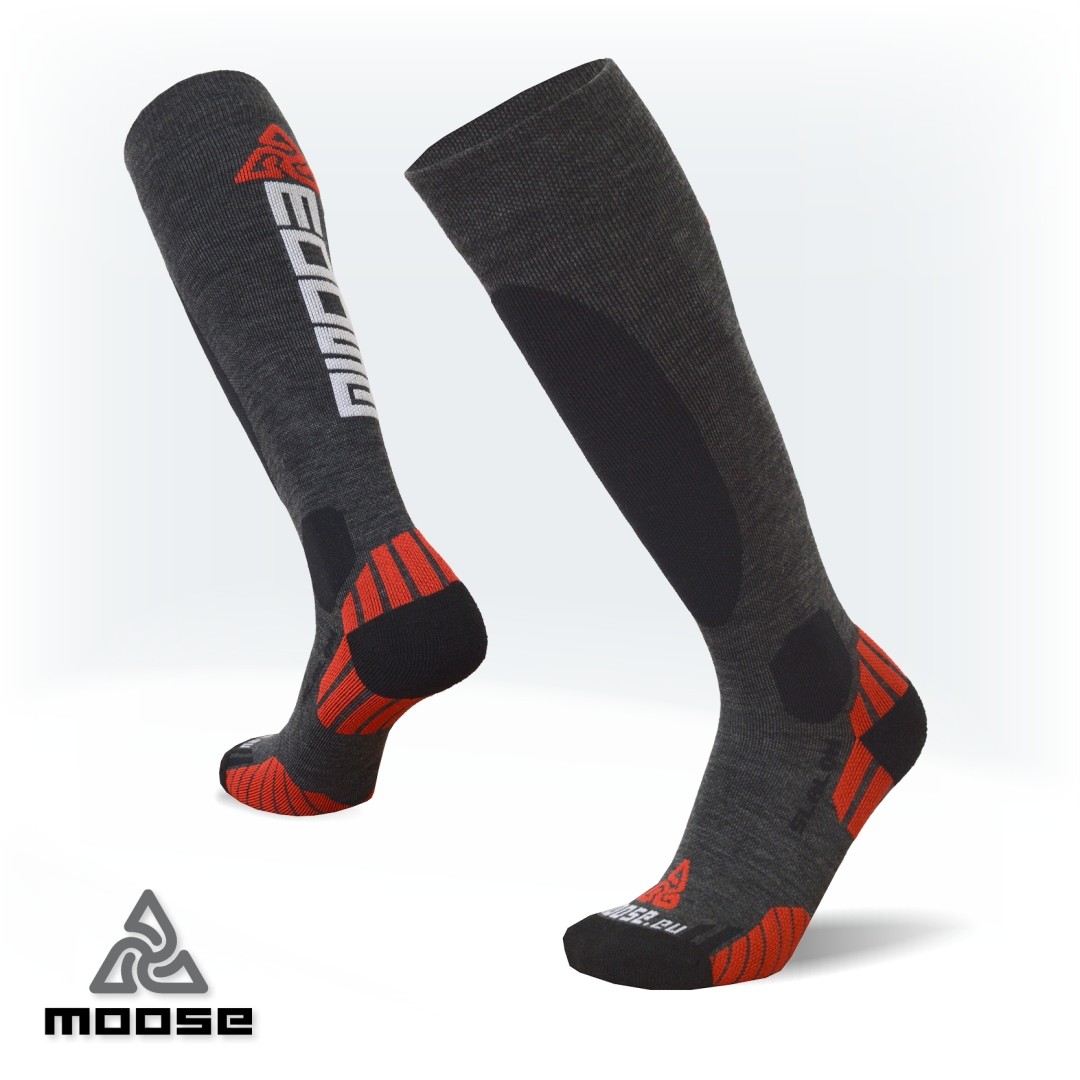 Levně SLALOM MERINO špičkové lyžařské podkolenky Moose Šedá M 1 pár