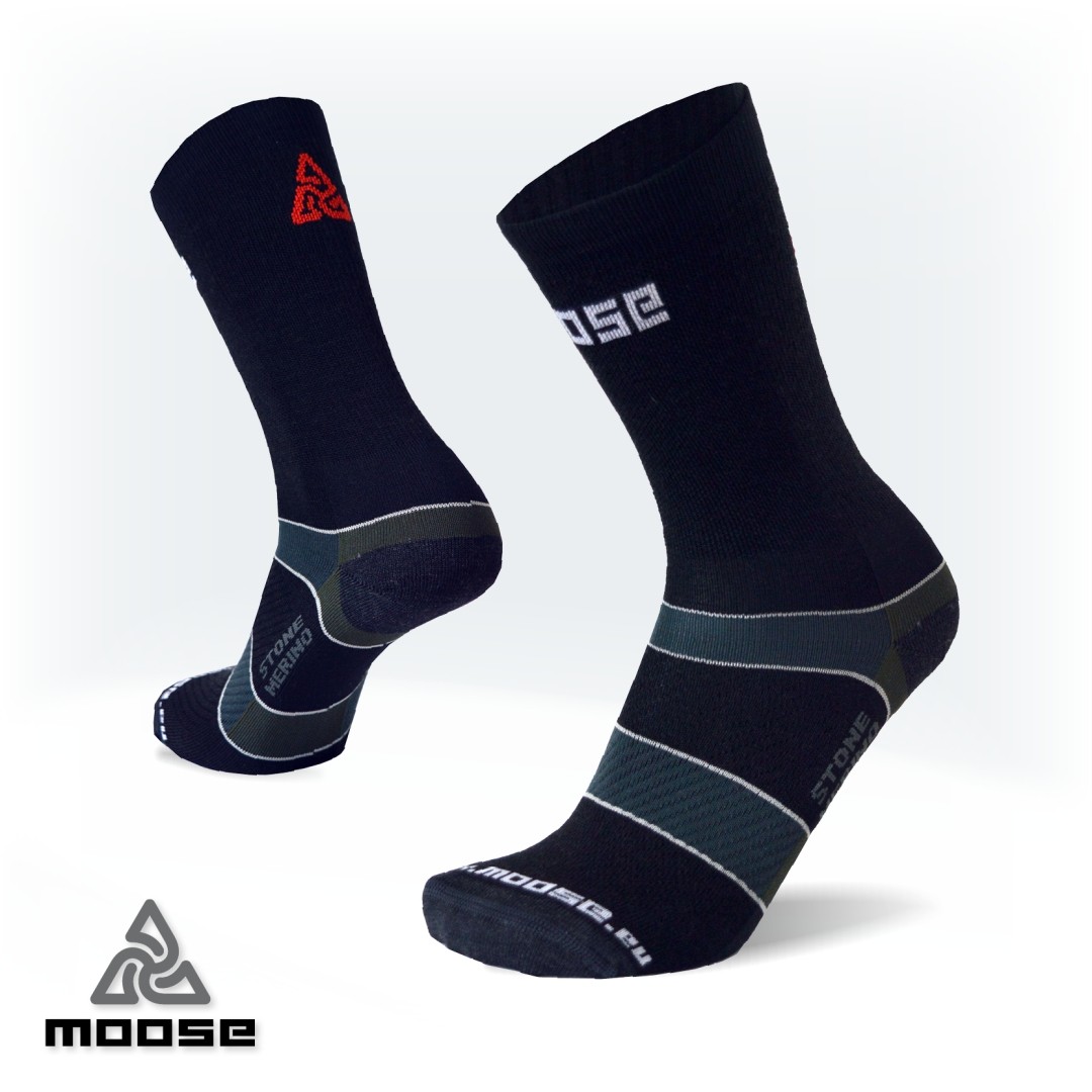 Levně STONE MERINO outdoorové funkční ponožky Moose Černá XS 1 pár