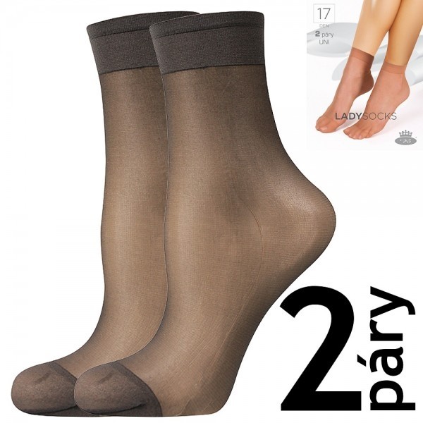 Levně LADY socks 17 DEN punčochové ponožky Lady B - 12 párů Fumo UNI 12 párů