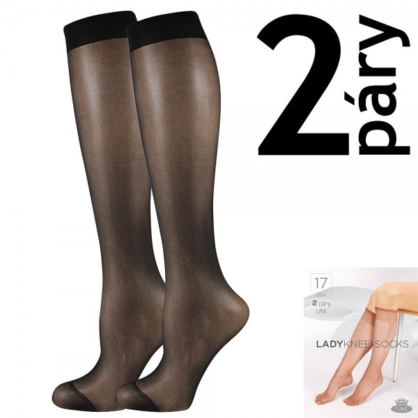 Levně LADY knee-socks 17 DEN punčochové podkolenky Lady B - 12 párů Černá UNI 12 párů