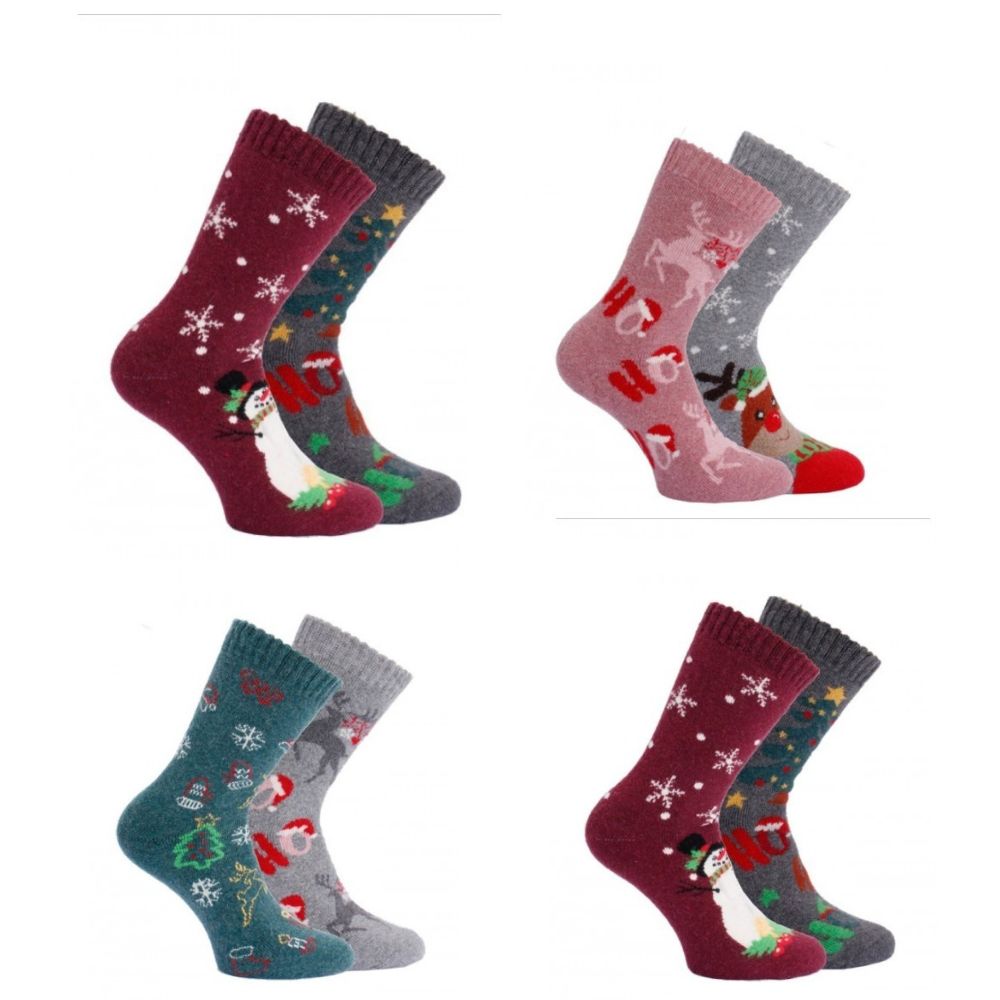 Levně Dámské vlněné vánoční ponožky Trendy socks Náhodný mix 35-38 2 páry