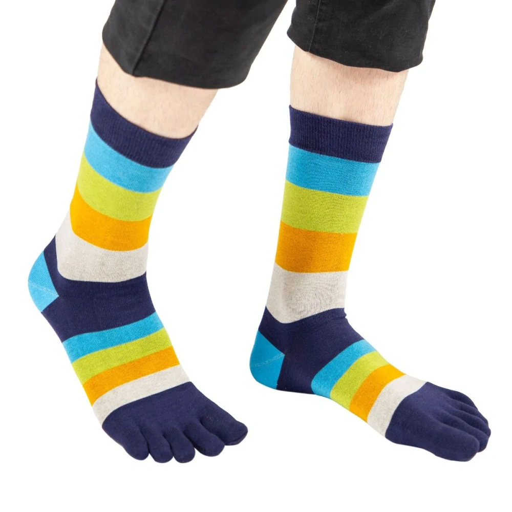 MEN FASHION barevné prstové ponožky ToeToe - PRUHY