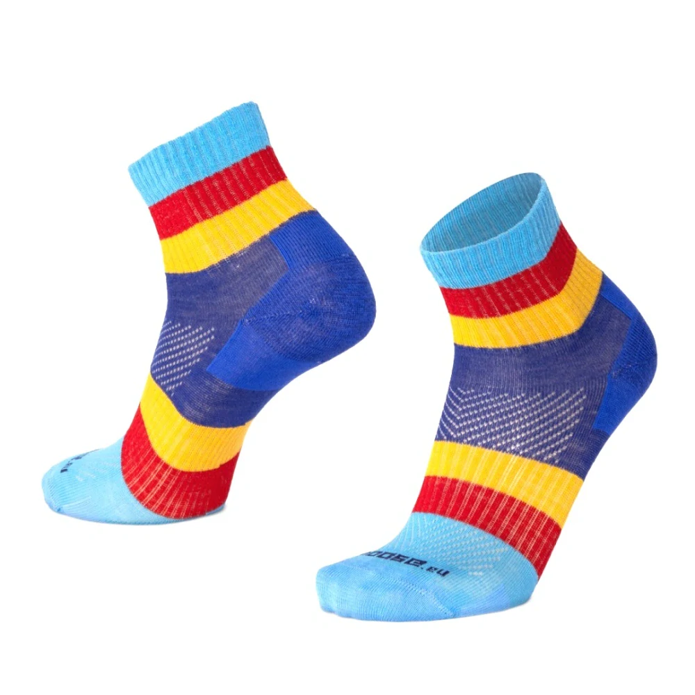 ORLIK RIBBON kotníkové pruhované merino ponožky Moose