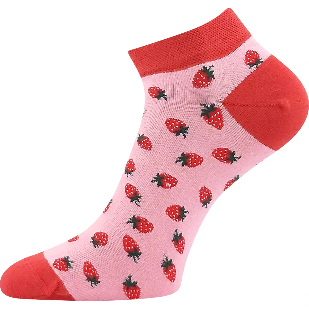 DEWOW trendy kotníčkové veselé ponožky Lonka - JAHODY