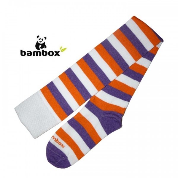 Levně BX-OVER bambusové nadkolenky BAMBOX Bílá / Fialová / Oranžová 35-38 1 pár