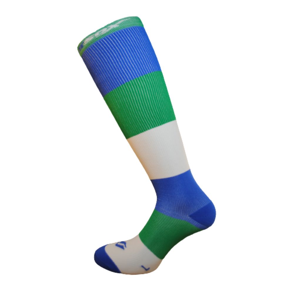 Levně X-TRIPLE barevné kompresní podkolenky COMPRESSOX Zelená / Modrá / Bílá 43-46 1 pár