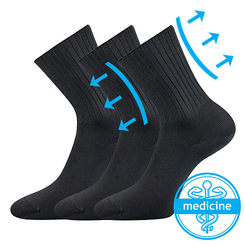 Levně DIARTEN zdravotní ponožky Boma Tm. šedá 41-42 3 páry