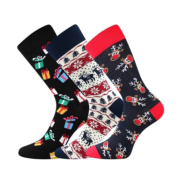 VÁNOCE - vánoční veselé ponožky Boma - WHITE