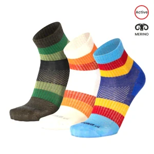 ORLIK RIBBON kotníkové pruhované merino ponožky Moose