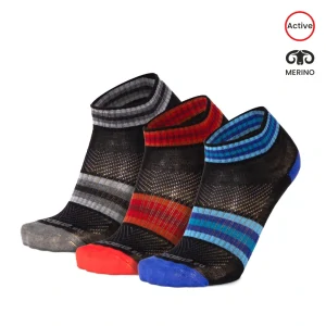 LUZY DASH nízké pruhované merino ponožky Moose