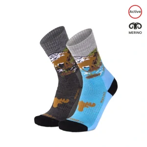 ALP ELK veselé celofroté merino ponožky Moose
