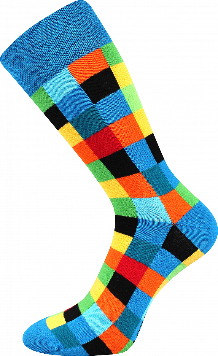 DIKARUS klasické bavlněné vzorované ponožky Lonka - KOSTKY