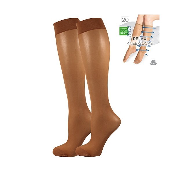 RELAX knee-socks 20 DEN kompresní punčochové podkolenky Lady B - 6 párů