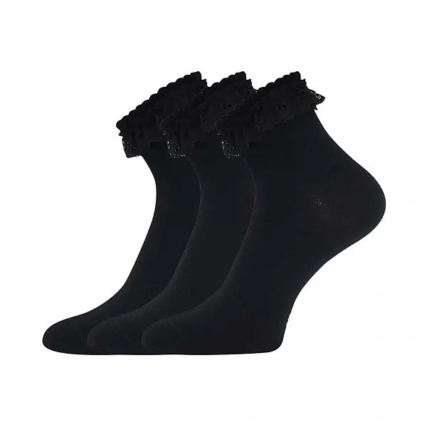 KRAJKA dámské jednobarevné ponožky s krajkou Lonka