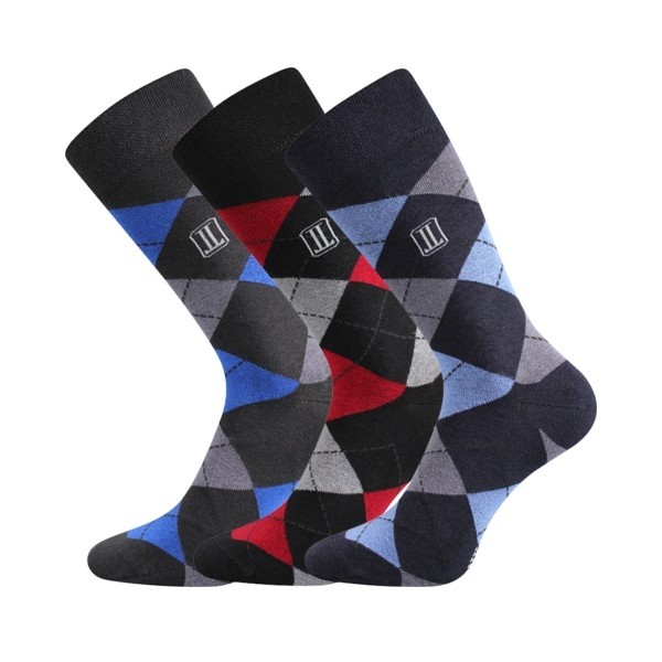 DIKARUS klasické bavlněné vzorované ponožky Lonka - KÁRO