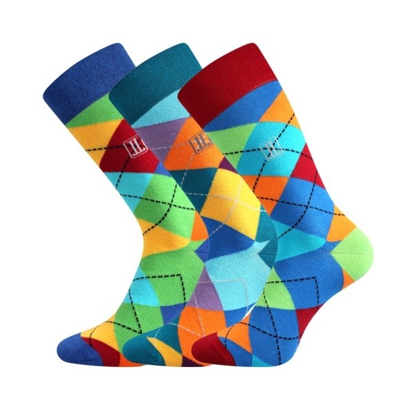 DIKARUS klasické bavlněné vzorované ponožky Lonka - KÁRO