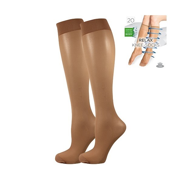 RELAX knee-socks 20 DEN kompresní punčochové podkolenky Lady B - 6 párů
