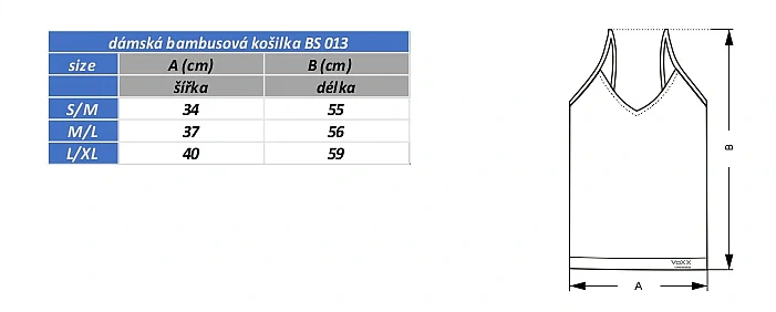 BS-013 dámská bambusová bezešvá košilka VoXX
