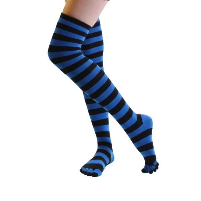 Levně OVER-KNEE prstové nadkolenky ToeToe Černá / Modrá UNI 1 pár