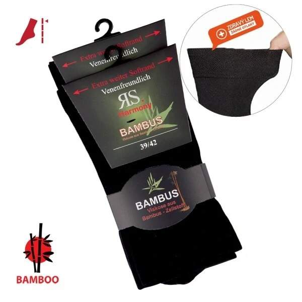 Levně Bambusové unisex EXTRA ŠIROKÉ zdravotní ponožky RS 43-46 2 páry černá