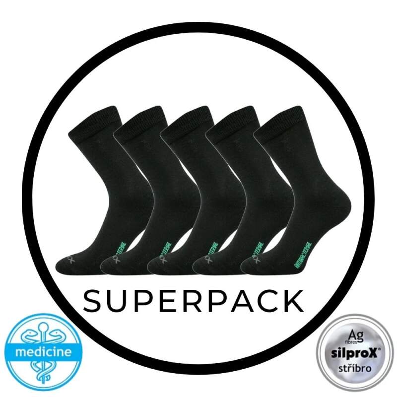 Levně SUPERPACK - ZEUS zdravotní antibakteriální ponožky VoXX - 5 párů Černá 35-38 5 párů
